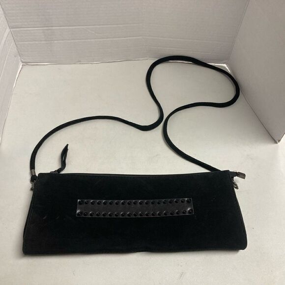 J. RENEE’ Women’s Studded Crossbody Black Suede 4.75X13 - Picture 4 of 10